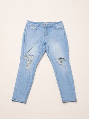 Blue Savvy Light Wash Distressed Skinny Jeans Women Size 16 Stretch Denim Rip
